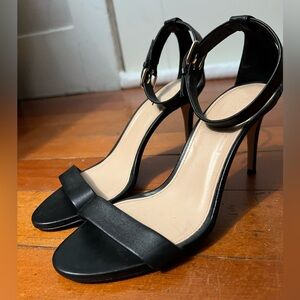 Jcrew Strappy Black Leather Heels - Size 5.5